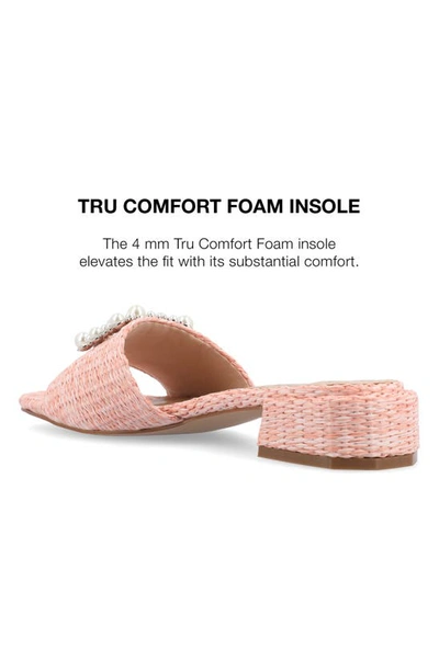 Journee Collection Justina Embellished Raffia Slide Sandal In Pink