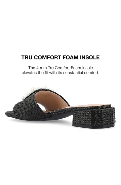 Journee Collection Justina Embellished Raffia Slide Sandal In Black