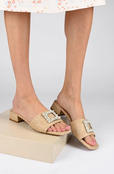 Journee Collection Justina Embellished Raffia Slide Sandal In Pink