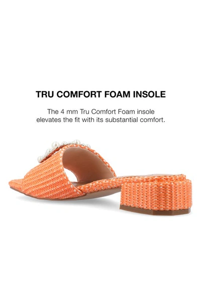 Journee Collection Justina Embellished Raffia Slide Sandal In Orange