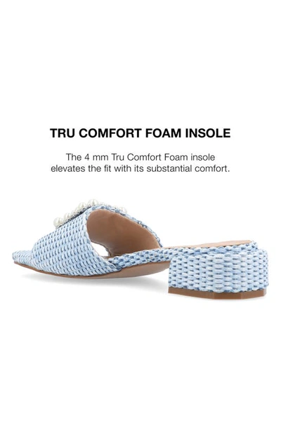 Journee Collection Justina Embellished Raffia Slide Sandal In Blue