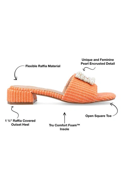 Shop Journee Collection Justina Embellished Raffia Slide Sandal In Orange