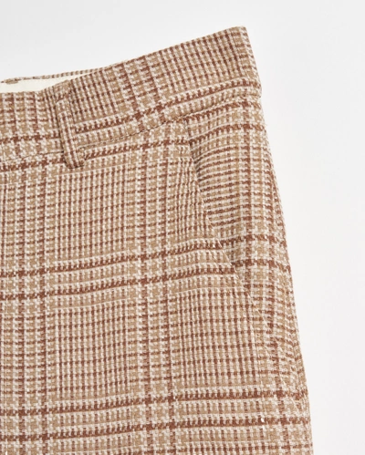 Shop Billy Reid Plaid Cropped Flat Front Trouser In Khaki/pink Salt