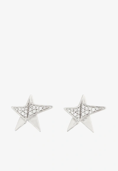 Ferragamo Crystal-embellished Star Earrings In Silver