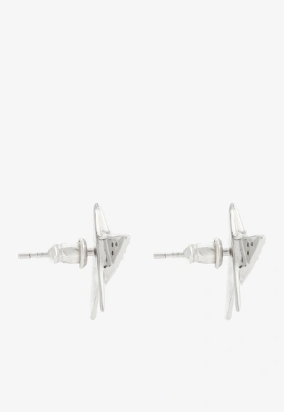 Ferragamo Crystal-embellished Star Earrings In Silver