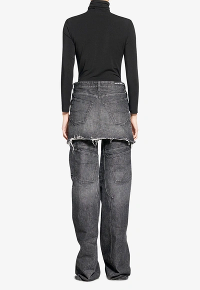 Shop Balenciaga Cut-up Mini Denim Skirt In Black