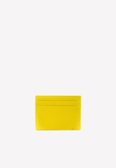 Dolce & Gabbana Dauphine Leather Cardholder In Yellow
