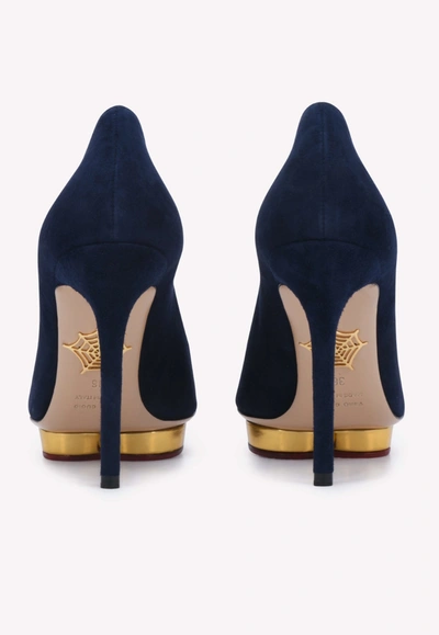 Shop Charlotte Olympia Debbie 110 Suede Pointed Pumps In Blue