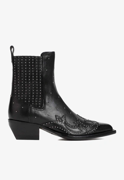 Golden Goose Db Debbie Studded Leather Ankle Boots In Black