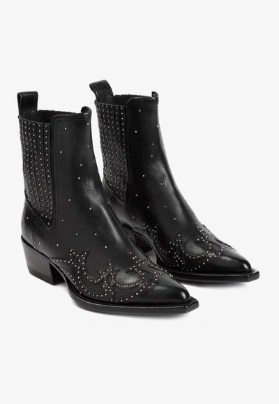 Golden Goose Db Debbie Studded Leather Ankle Boots In Black