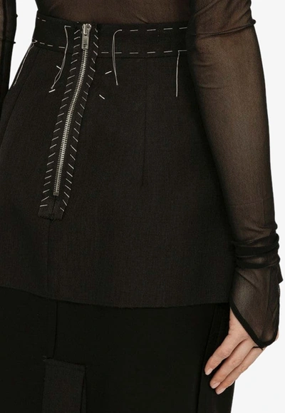 Shop Maison Margiela Deconstructed Midi Skirt In Black