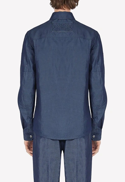 Ferragamo Denim Zip-up Jacket In Denim