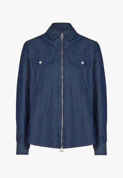 Ferragamo Denim Zip-up Jacket In Denim