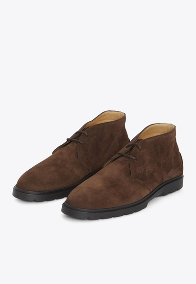 Shop Tod's Desert Suede Lace-up Boots In Brown