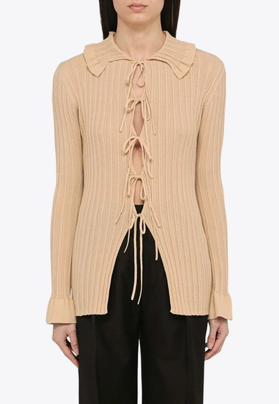 Shop By Malene Birger Devora Knitted Cardigan In Beige