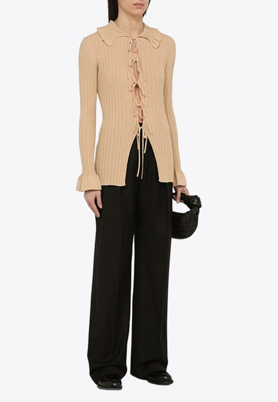 By Malene Birger Knitted Cardigan Front Tie In Beige