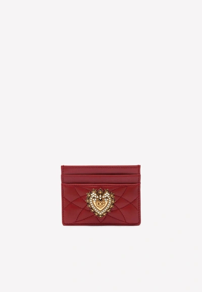 Dolce & Gabbana Devotion Cardholder In Quilted Nappa Leather In Red