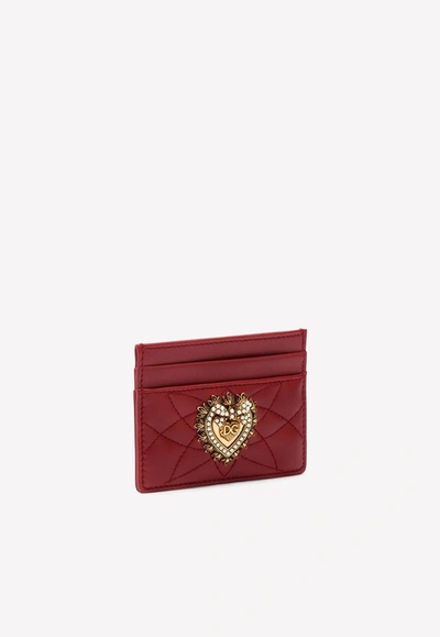 Dolce & Gabbana Devotion Cardholder In Quilted Nappa Leather In Red