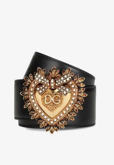 Shop Dolce & Gabbana Devotion Logo Leather Belt In Black