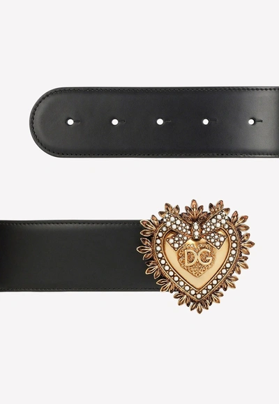 Shop Dolce & Gabbana Devotion Logo Leather Belt In Black