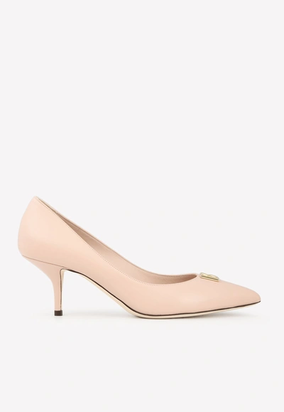 Dolce & Gabbana Dg 60 Pointed Toe Pumps In Leather In Pink