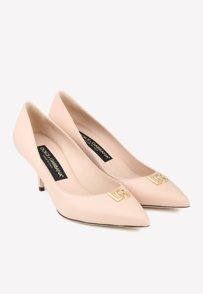 Dolce & Gabbana Dg 60 Pointed Toe Pumps In Leather In Pink
