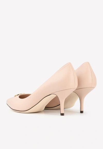 Dolce & Gabbana Dg 60 Pointed Toe Pumps In Leather In Pink
