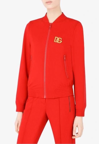 Dolce & Gabbana Full Milano Jacket With Dg Embellishment In Red