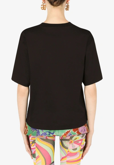 Dolce & Gabbana Dg Embroidered Crewneck T-shirt In Black