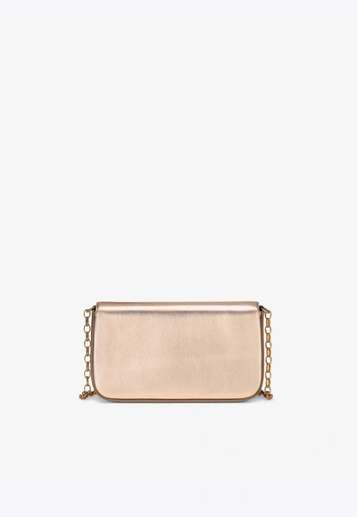 Shop Dolce & Gabbana Dg Girls Nappa Mordore Leather Chain Clutch In Gold