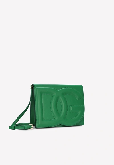 Dolce & Gabbana Dg Logo Crossbody Bag In Calf Leather In Green