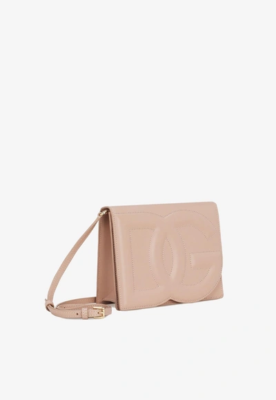 Dolce & Gabbana Dg Logo Crossbody Bag In Calf Leather In Blush