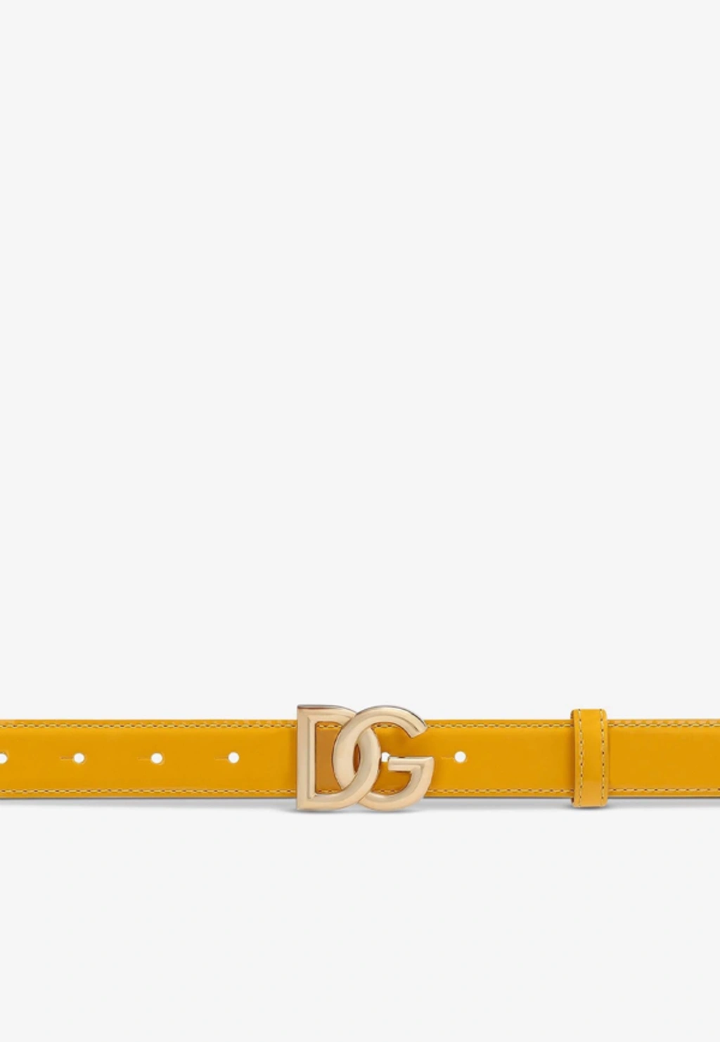 Dolce & Gabbana Dg Logo Patent Leather Belt In Yellow | ModeSens display picture 2