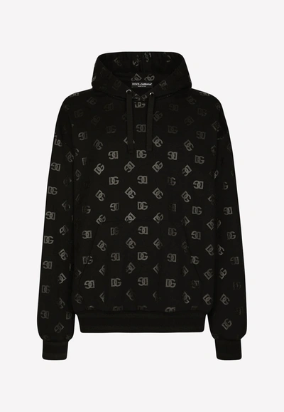 Dolce & Gabbana Logo-monogram-print Hoodie In Black