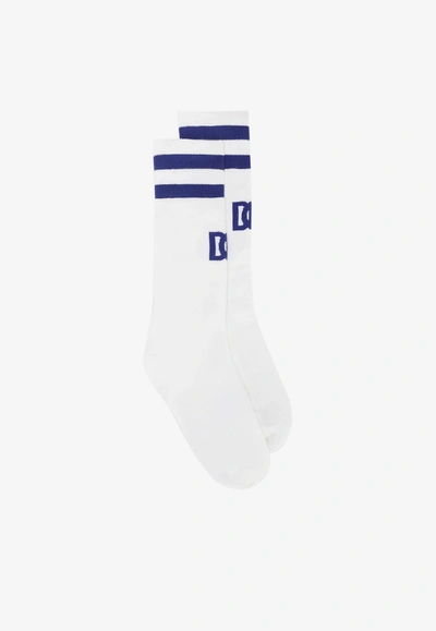 Dolce & Gabbana Dg Socks With Signature Logo In White