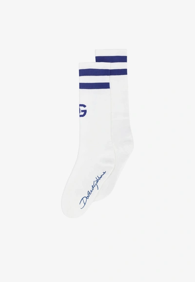 Dolce & Gabbana Dg Socks With Signature Logo In White