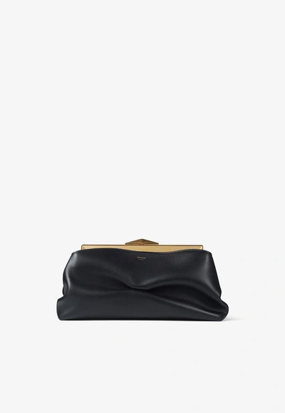 Jimmy Choo Diamond Frame Clutch In Calf Leather In Black