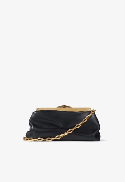 Jimmy Choo Diamond Frame Clutch In Calf Leather In Black