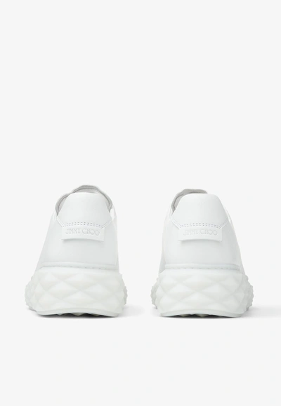 Jimmy Choo Womens V White Diamond Light Maxi Branded Leather Low-top Trainers In White