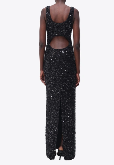 Shop Jonathan Simkhai Dione Sequin-embellished Gown In Black