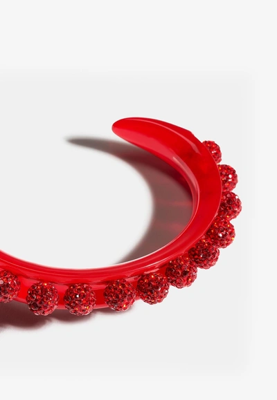Aquazzura Disco Darling Crystal Embellished Bracelet In Red