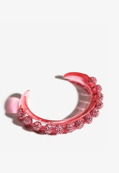 Shop Aquazzura Disco Darling Crystal Embellished Bracelet In Pink