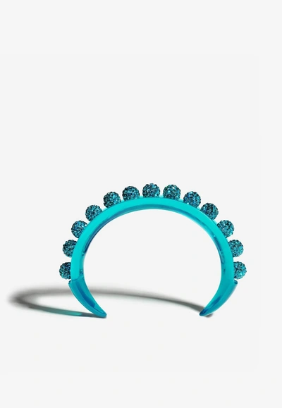 Shop Aquazzura Disco Darling Crystal Embellished Bracelet In Blue