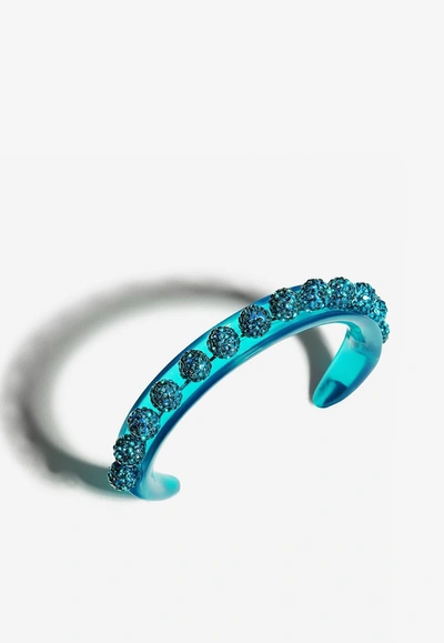 Shop Aquazzura Disco Darling Crystal Embellished Bracelet In Blue