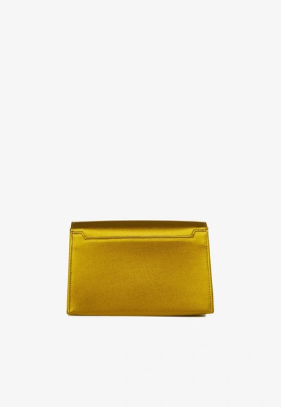 Tom Ford Disco Satin Clutch With Crystal Tf In Mustard