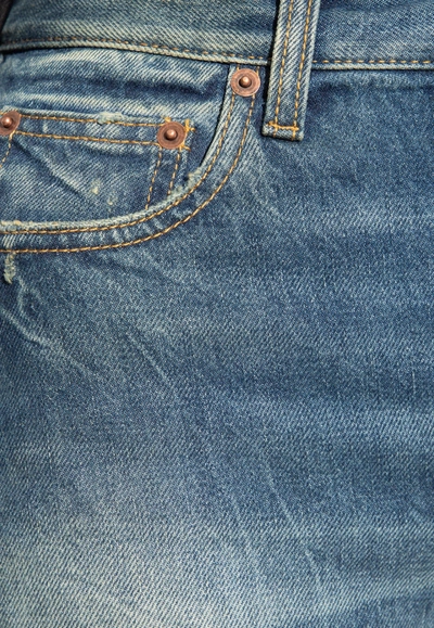 Shop Saint Laurent Distressed High-rise Jeans In Blue