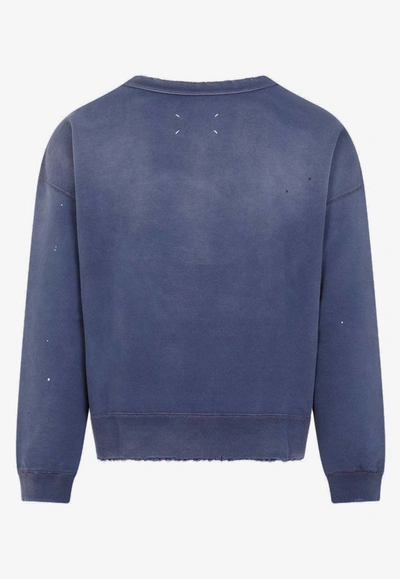 Shop Maison Margiela Distressed Logo Sweatshirt In Purple