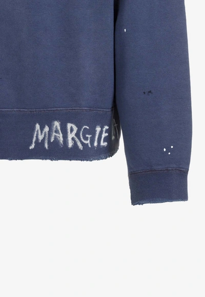 Shop Maison Margiela Distressed Logo Sweatshirt In Purple