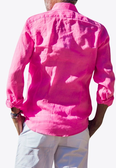Les Canebiers Divin Button-up Shirt In Linen In Pink