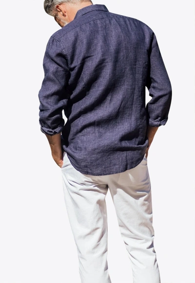 Les Canebiers Divin Button-up Shirt In Linen In Navy
